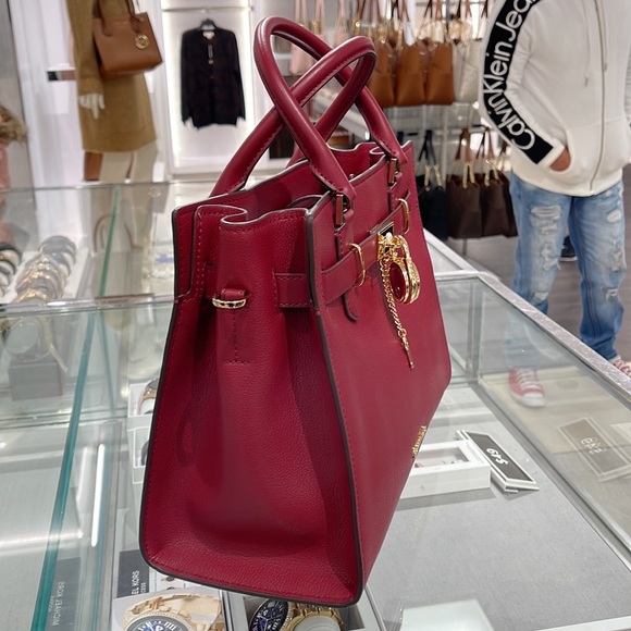 MICHAEL KORS HAMILTON MEDIUM SATCHEL DARK CHERRY COLOR - Picture 8 of 16